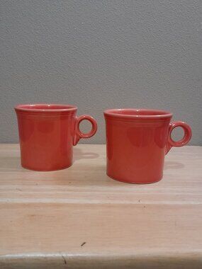 Fiesta Fiestaware Orange Pink Salmon Mugs Set of 2
